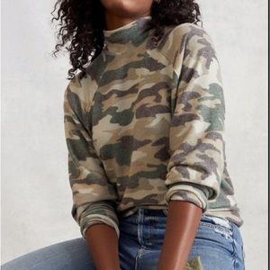 Anthropologie Maeve Laney Brushed Camo Cowl Neck Pullover